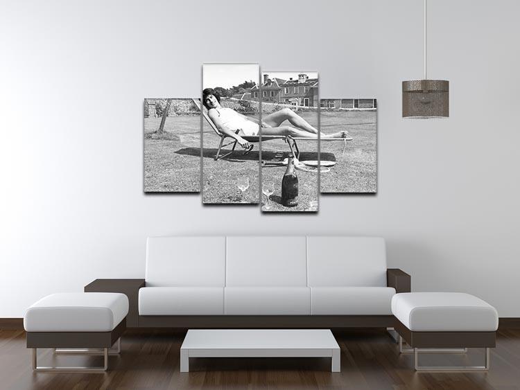 Virginia Wade 4 Split Panel Canvas artwork featuring a dynamic tennis scene, divided into four equal sections for a modern look.