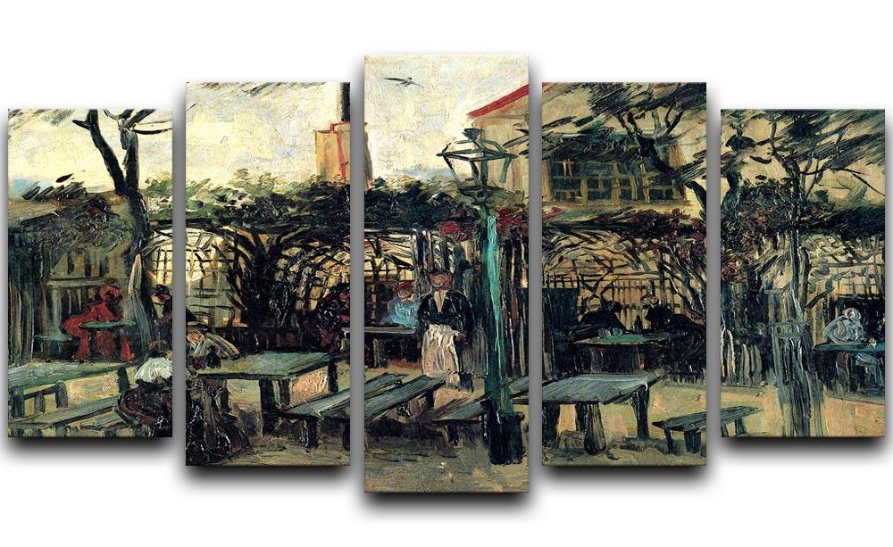 5-split canvas artwork of Van Gogh's Terrace of a Cafe on Montmartre, showcasing vibrant colors and dynamic design.