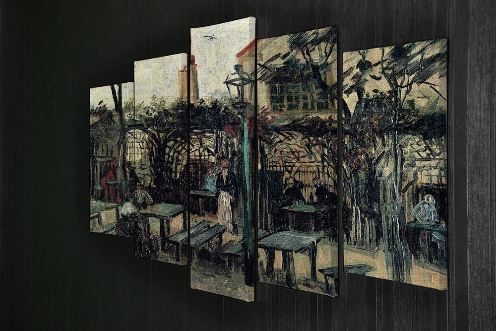 5-split canvas artwork of Van Gogh's Terrace of a Cafe on Montmartre, showcasing vibrant colors and dynamic design.