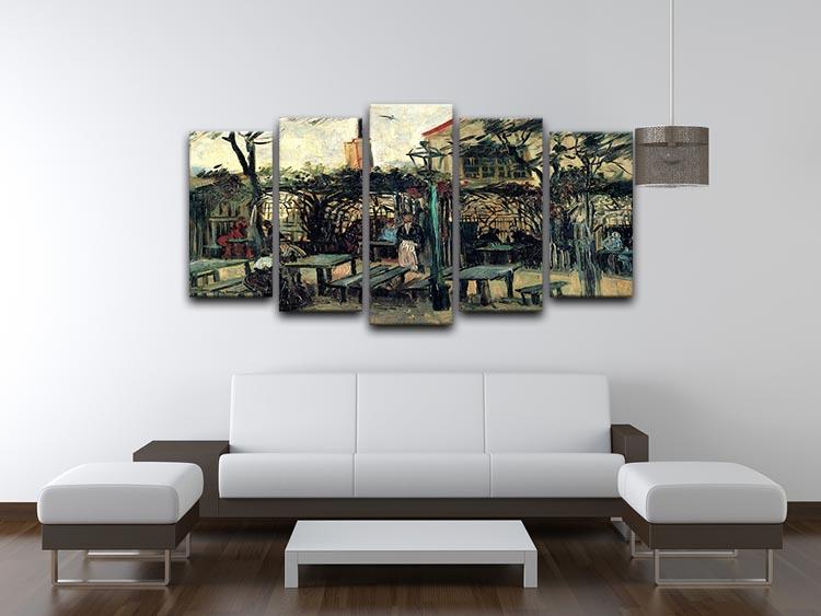 5-split canvas artwork of Van Gogh's Terrace of a Cafe on Montmartre, showcasing vibrant colors and dynamic design.