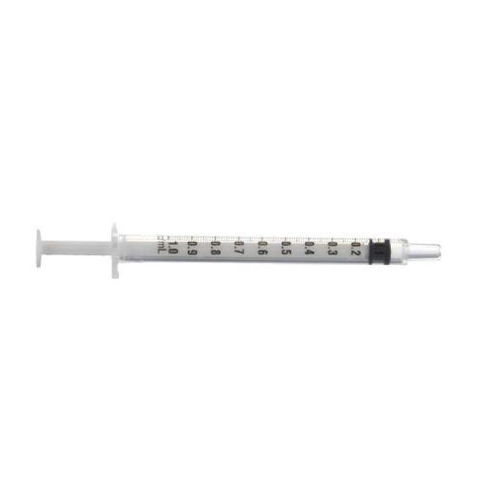 Terumo 1ml Tuberculin Luer Slip Syringe with clear barrel and integrated plunger, designed for precise dosing and tuberculosis testing.