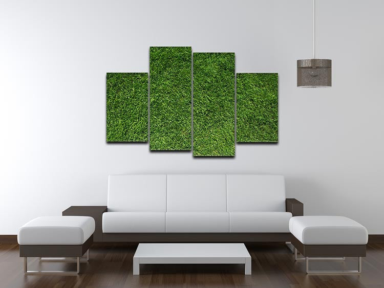 A vibrant 4-split canvas artwork featuring lush green grass, showcasing intricate textures and colors.