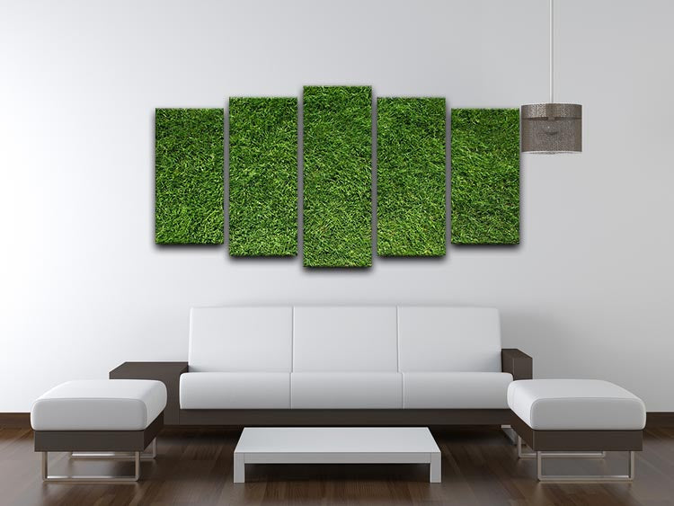 A vibrant 5-split panel canvas artwork depicting lush green grass, creating a dynamic and engaging display for home decor.