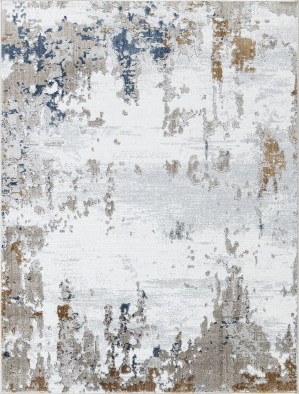 Textures Multi Area Rug measuring 7 ft. 10 in. x 9 ft. 10 in., featuring an elegant abstract design in white polyester, perfect for home decor.