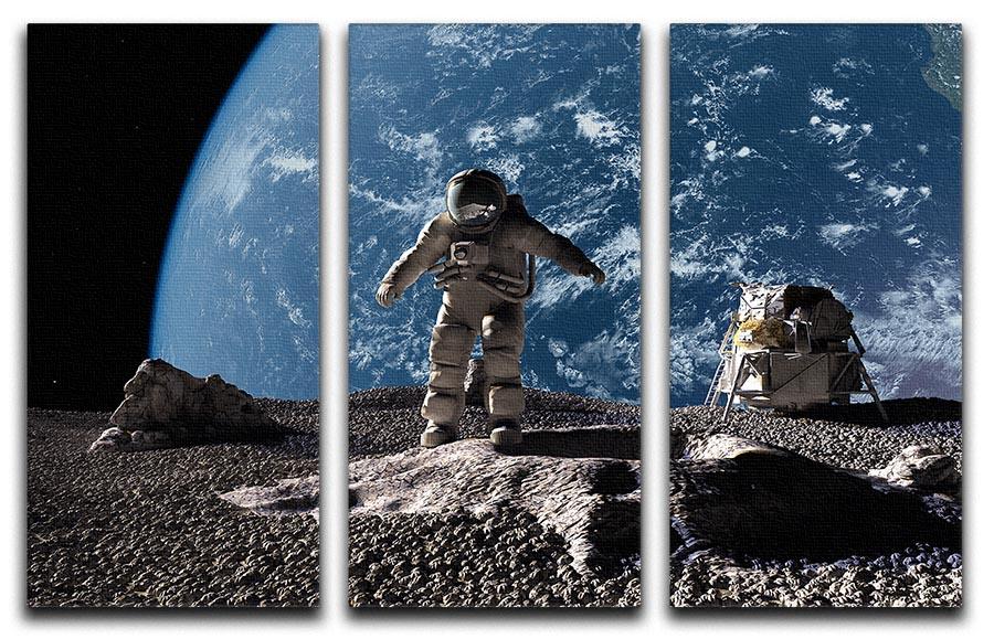 A stunning 3-panel canvas print featuring an astronaut against a colorful planetary background, perfect for modern decor.