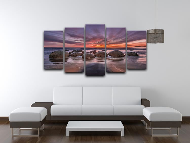 The Barrier 5 Split Panel Canvas featuring a cohesive artwork divided into five panels, showcasing dynamic sizes and orientations for visual impact.
