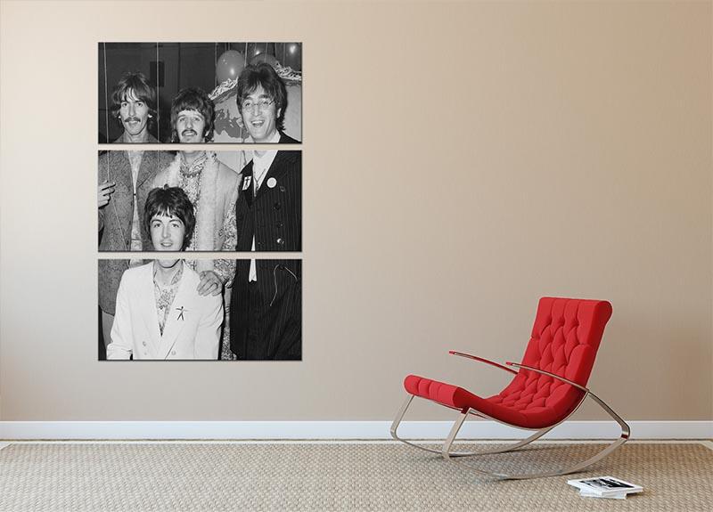 A stunning 3-panel canvas print featuring The Beatles at Abbey Road Studios, showcasing vibrant colors and intricate details.