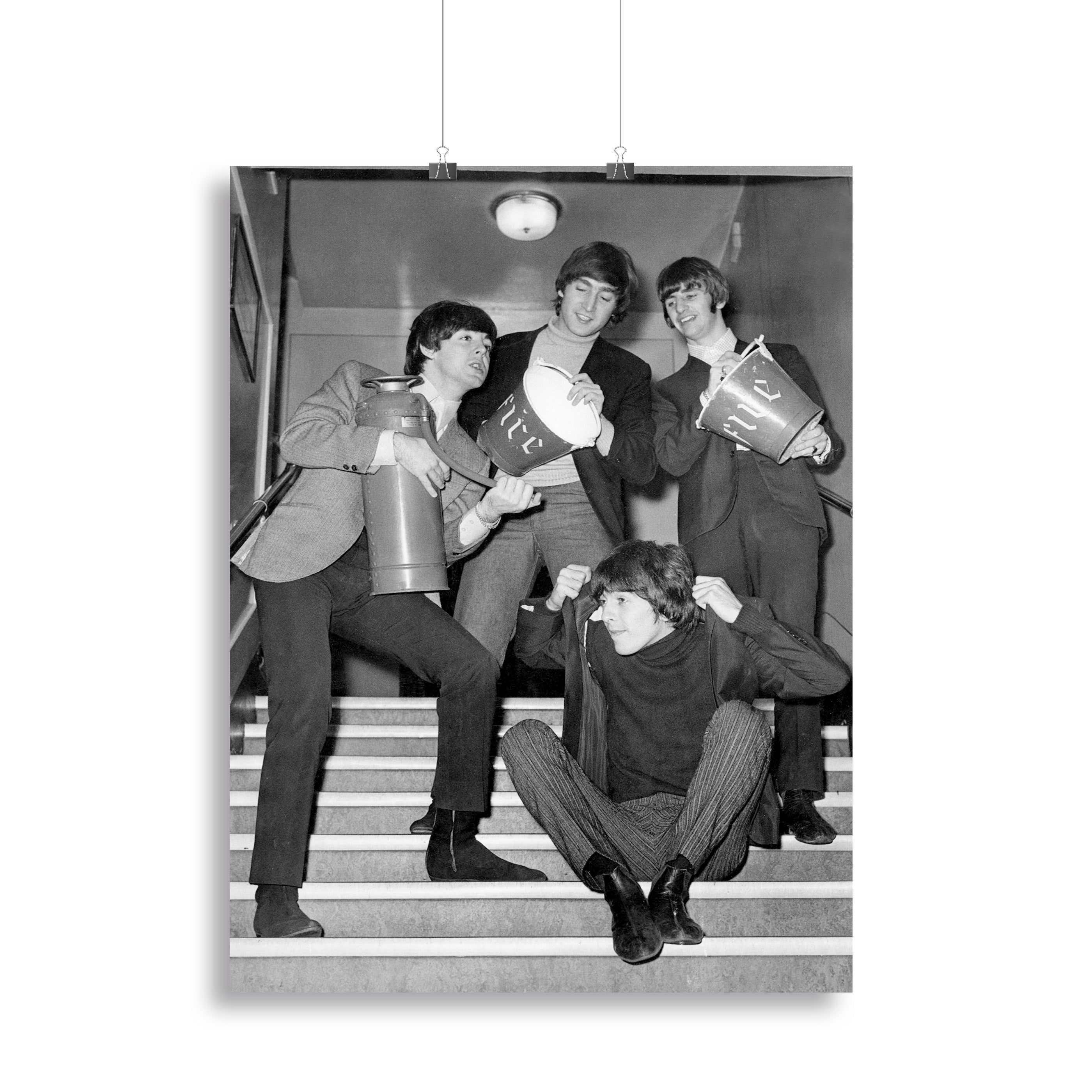 Canvas print or poster featuring The Beatles backstage at the Liverpool Empire, showcasing their iconic presence and style.