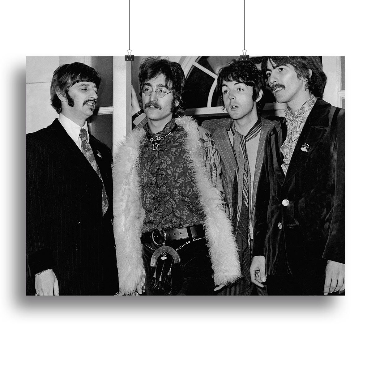 Canvas print or poster featuring The Beatles in 1967, showcasing vibrant colors and iconic imagery.