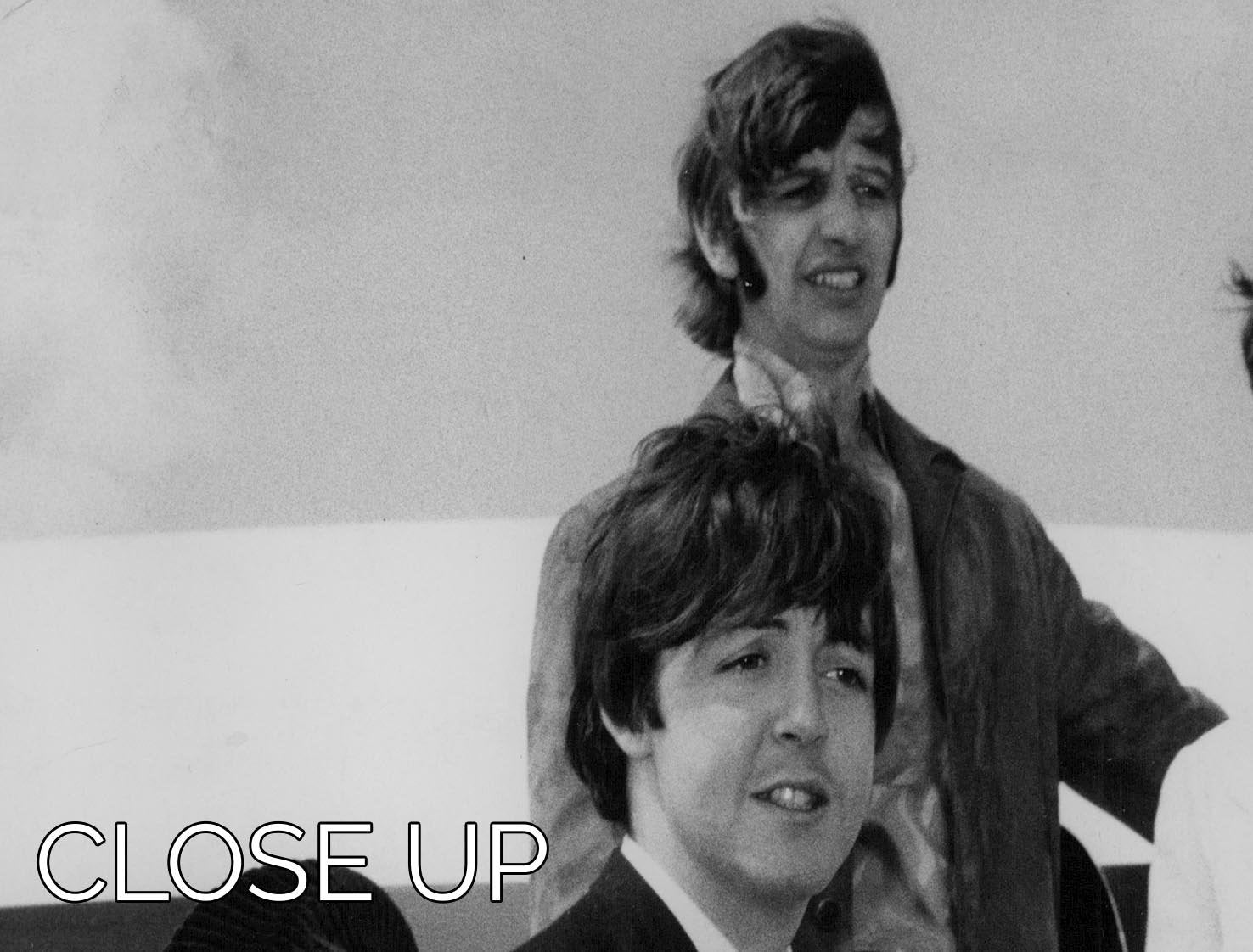 Three-panel canvas print of The Beatles leaving London Airport, showcasing iconic imagery and vibrant colors.