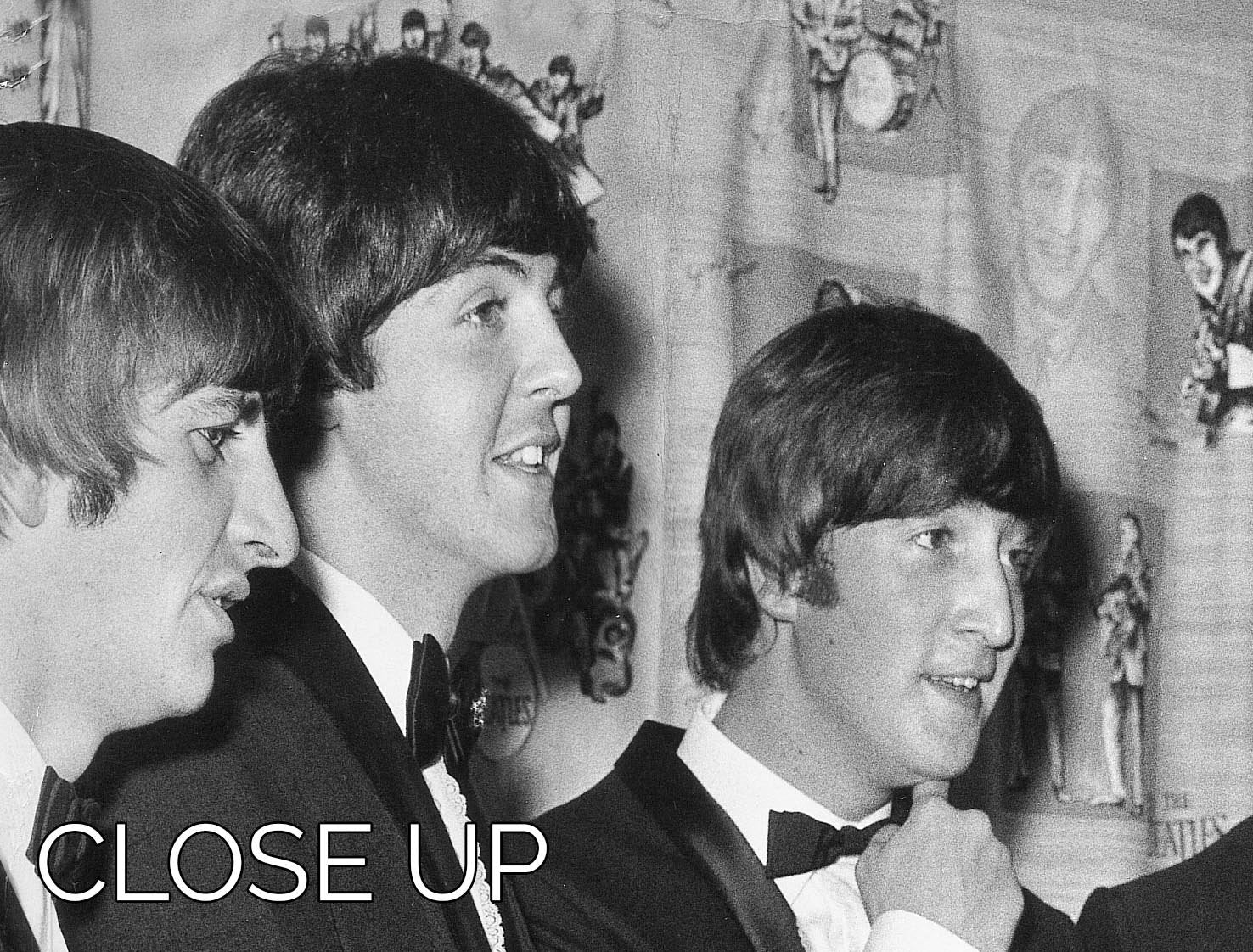 A stunning 3-panel canvas print featuring The Beatles and Princess Margaret, showcasing vibrant colors and intricate details.