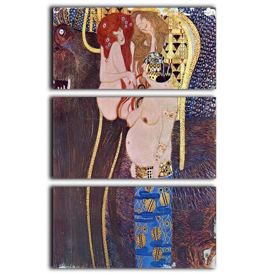 The Beethoven Freize 2 by Klimt, a stunning 3-panel canvas print showcasing intricate details and vibrant colors.