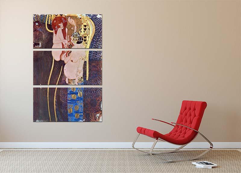 The Beethoven Freize 2 by Klimt, a stunning 3-panel canvas print showcasing intricate details and vibrant colors.