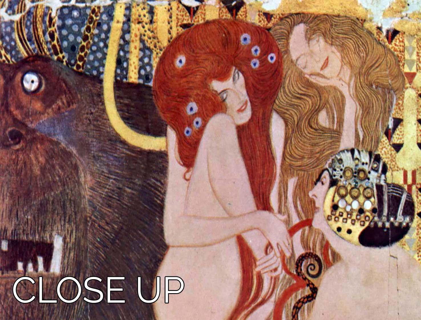 The Beethoven Freize 2 by Klimt, a stunning 3-panel canvas print showcasing intricate details and vibrant colors.