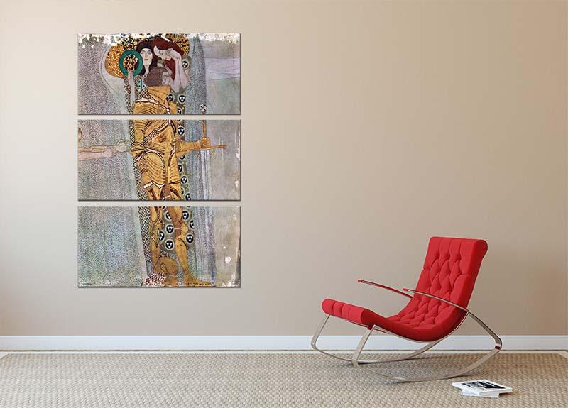 The Beethoven Freize by Klimt, a stunning 3-panel canvas print showcasing intricate details and vibrant colors.