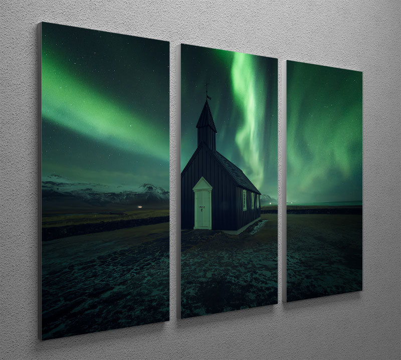 The Black Church 3 Split Panel Canvas Print showcasing three elegant panels with a captivating design, perfect for home decor.