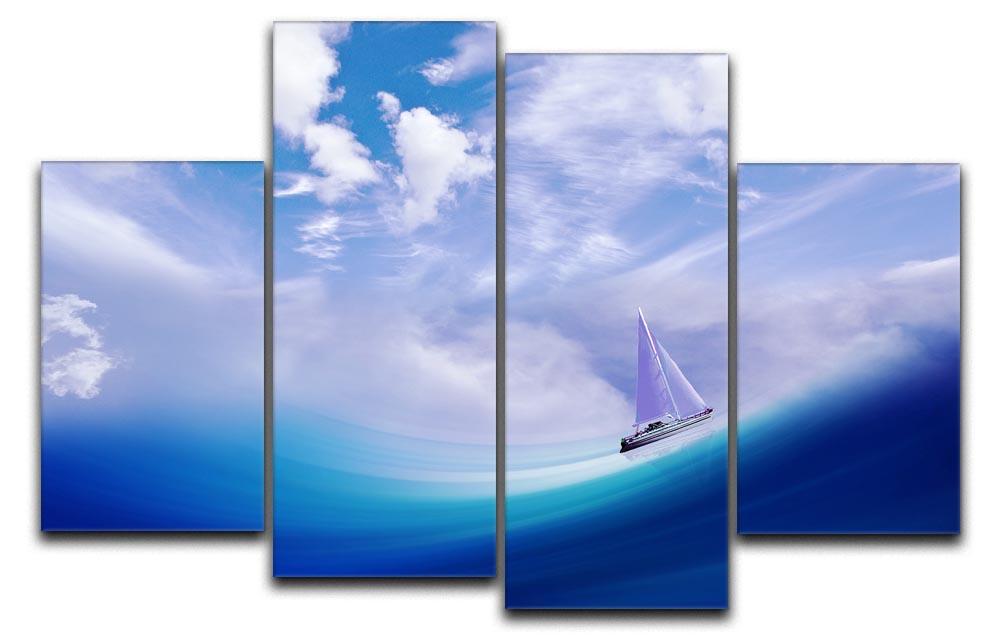 The Blue Sea 4 Split Panel Canvas artwork featuring serene ocean imagery divided into four panels.