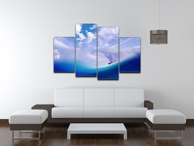 The Blue Sea 4 Split Panel Canvas artwork featuring serene ocean imagery divided into four panels.