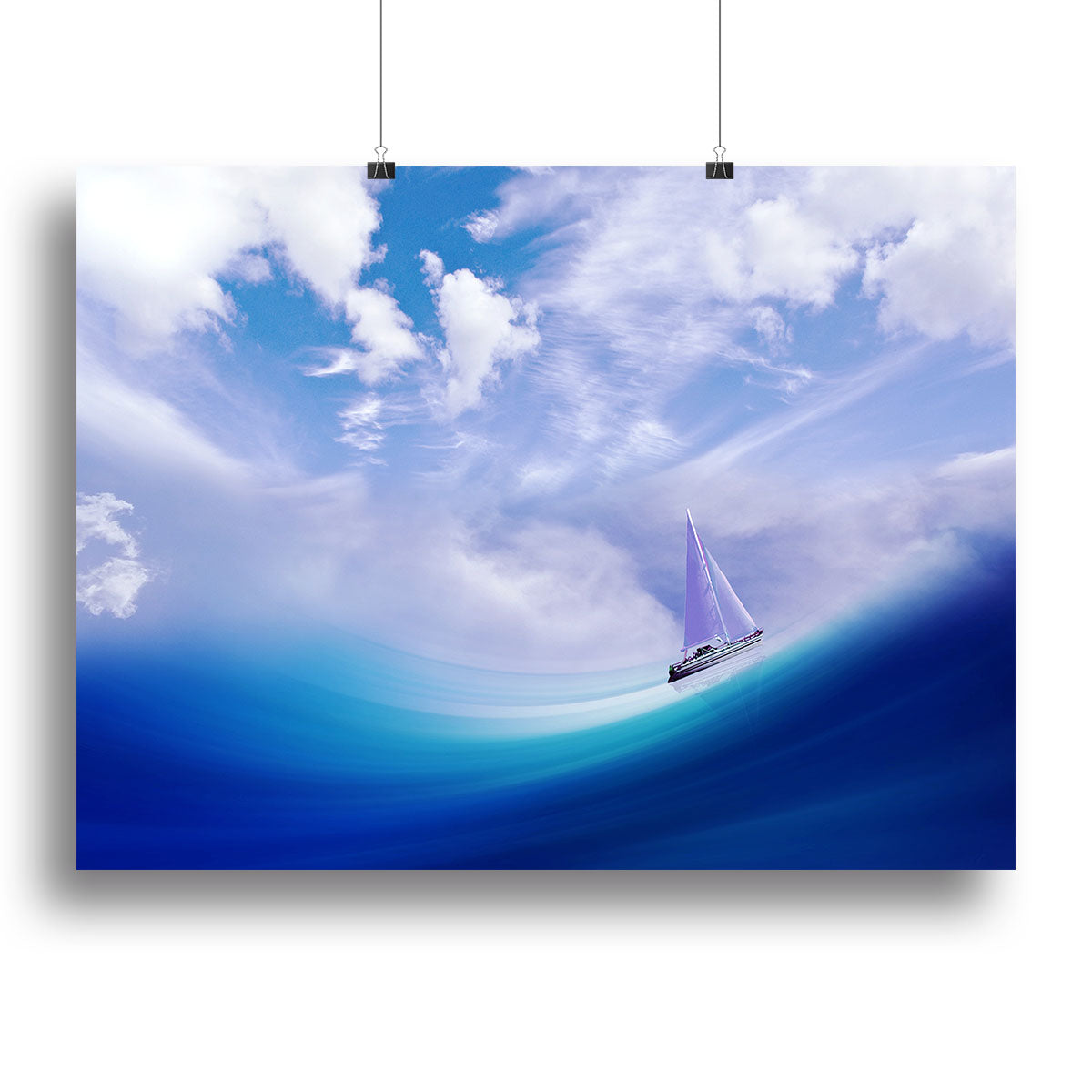 A beautiful canvas print featuring a serene blue sea, perfect for home decor.