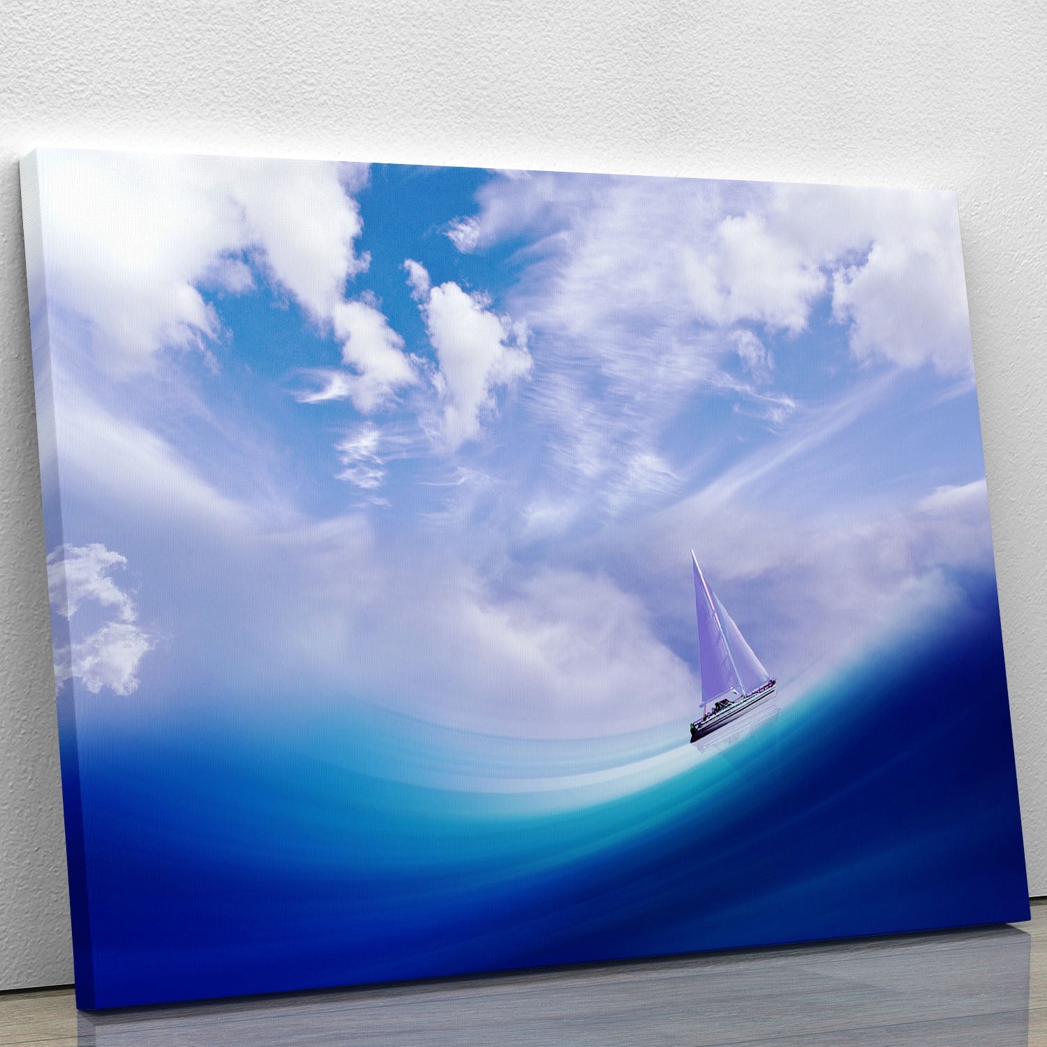 A beautiful canvas print featuring a serene blue sea, perfect for home decor.