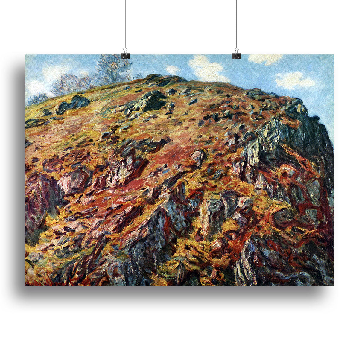 A beautiful canvas print of The Boulder by Monet, showcasing vibrant colors and impressionist style, perfect for home or office decor.