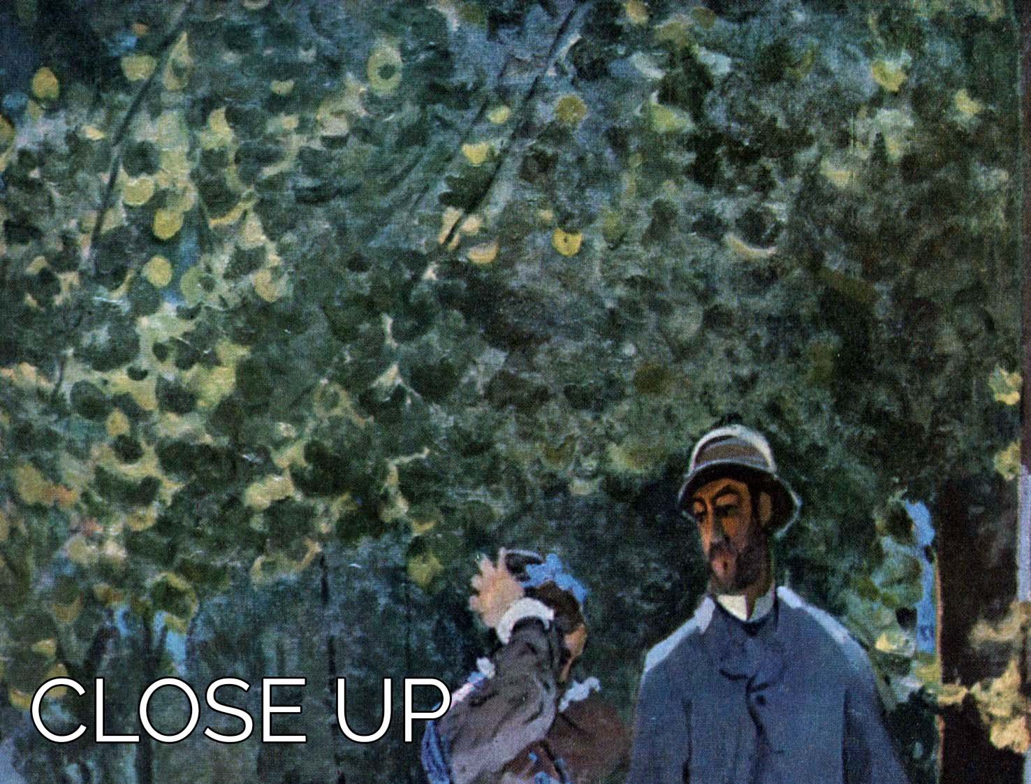 Three-panel canvas art featuring Monet's The Breakfast Outdoors, showcasing vibrant colors and intricate details.