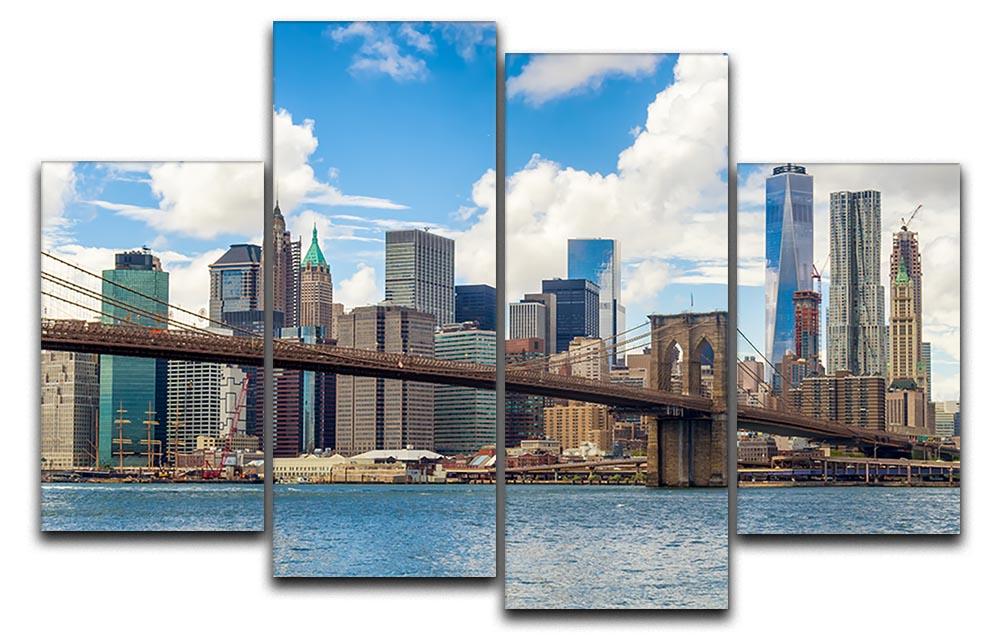 A stunning 4-split canvas artwork featuring the Brooklyn Bridge, showcasing vibrant colors and intricate details across four panels.
