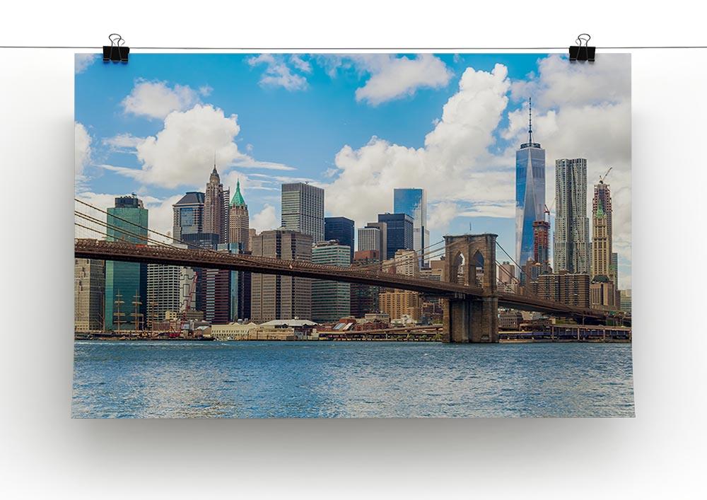 A beautiful canvas print of The Brooklyn Bridge showcasing its iconic structure and vibrant colors, perfect for home or office decor.