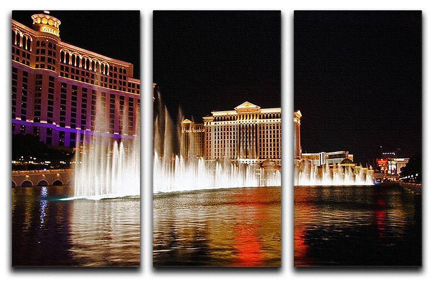 The Caesars Palace Hotel 3 Split Panel Canvas Print showcasing vibrant colors and elegant design, perfect for enhancing any room's decor.