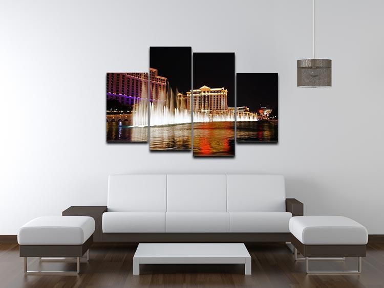 A stunning 4-split canvas artwork featuring The Caesars Palace Hotel, showcasing vibrant colors and intricate details across four panels.