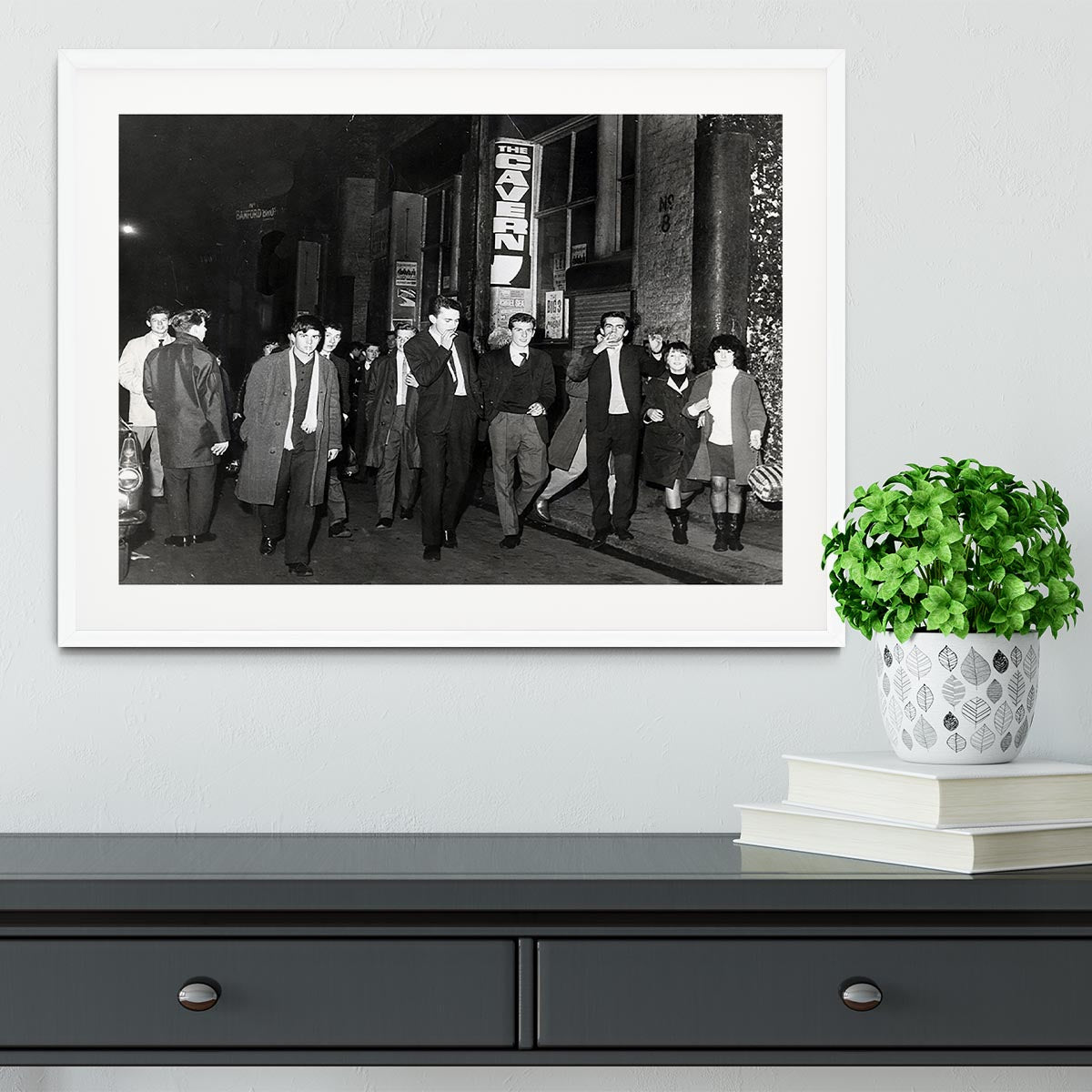 Framed print of the Cavern Club Liverpool 1964, showcasing vibrant colors and quality craftsmanship.