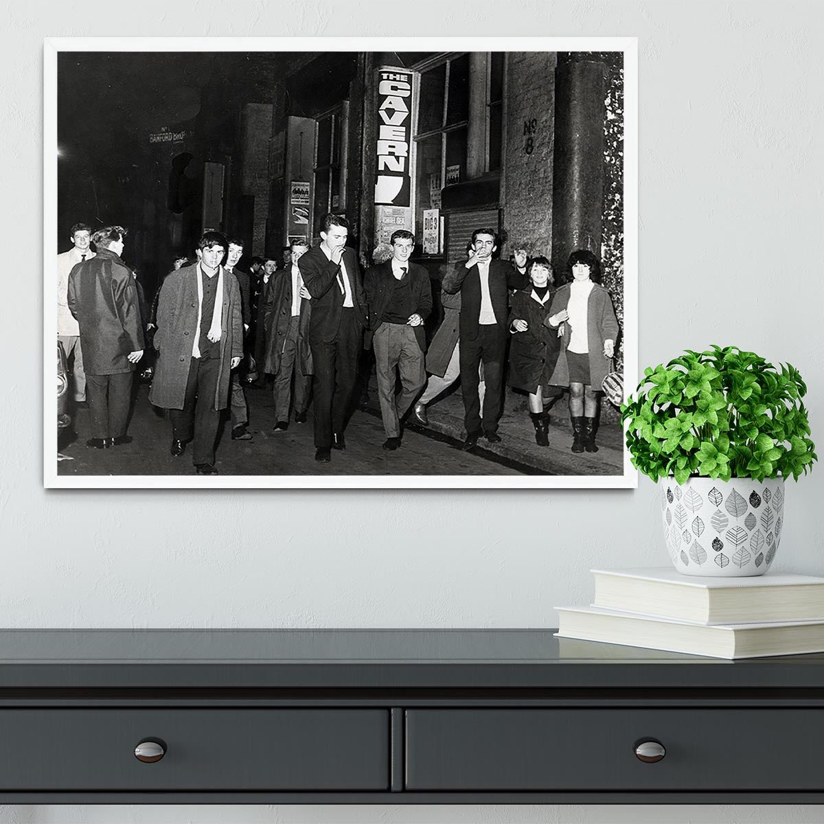 Framed print of the Cavern Club Liverpool 1964, showcasing vibrant colors and quality craftsmanship.