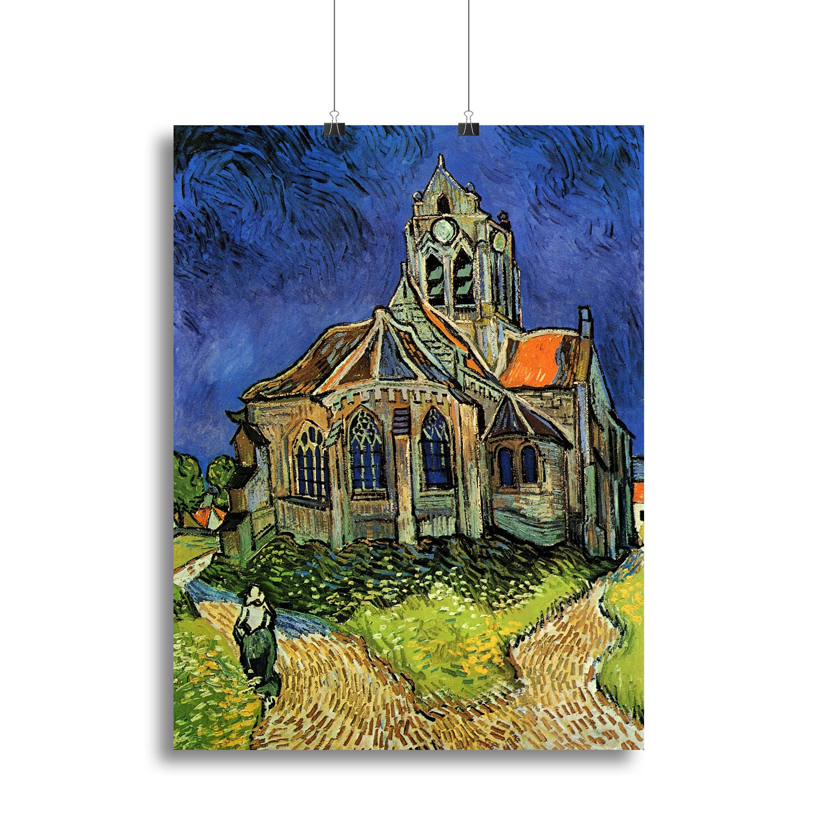 Canvas print or poster of Van Gogh's The Church at Auvers, showcasing vibrant colors and expressive brushwork.