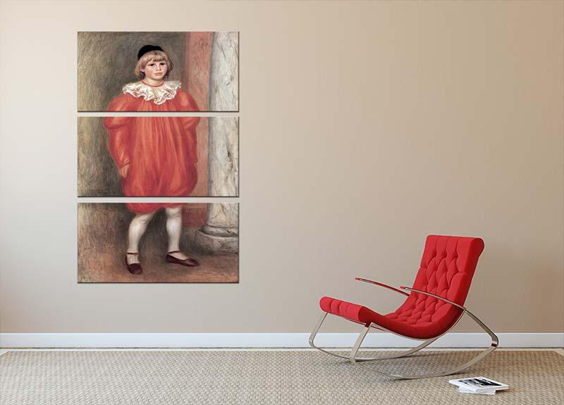 The Clown by Renoir 3-panel canvas print showcasing vibrant colors and intricate details, perfect for home decor.