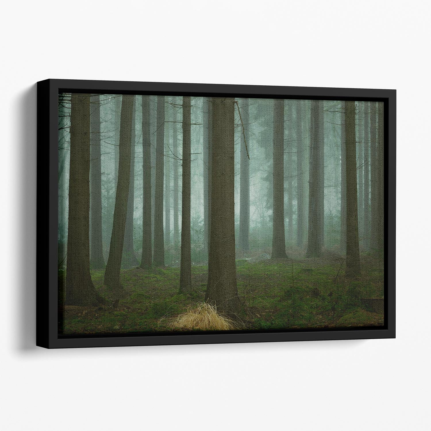 The Cold, Dark Days Of Winter Floating Framed Canvas featuring vibrant abstract art in an elegant wooden frame.