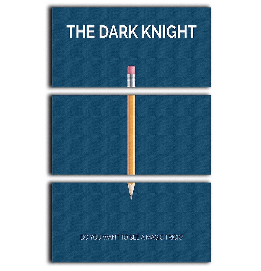 The Dark Knight Minimal Movie 3 Split Panel Canvas Print featuring a striking design across three panels, perfect for home decor.