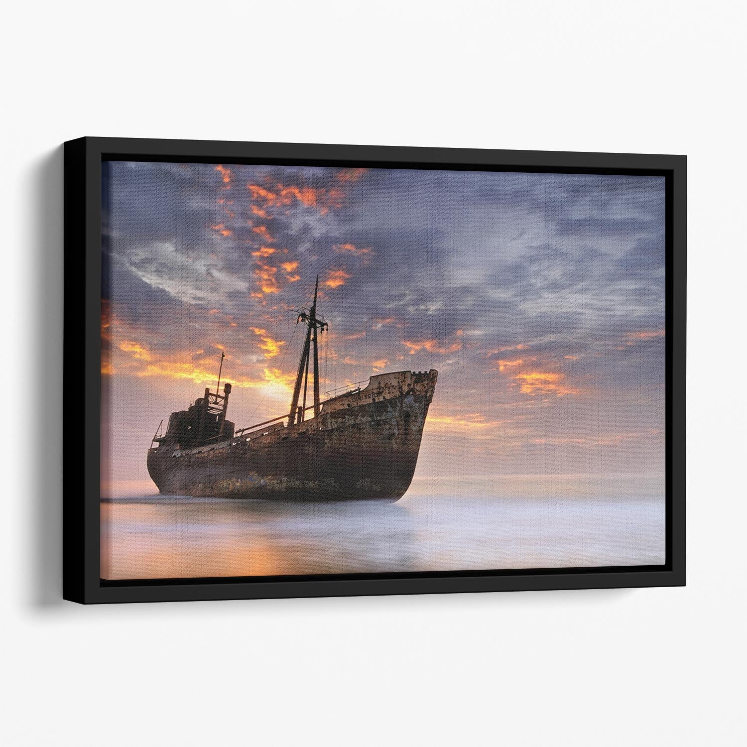 The Dark Traveler II Floating Framed Canvas featuring vibrant abstract colors and elegant wooden frame, perfect for modern home decor.