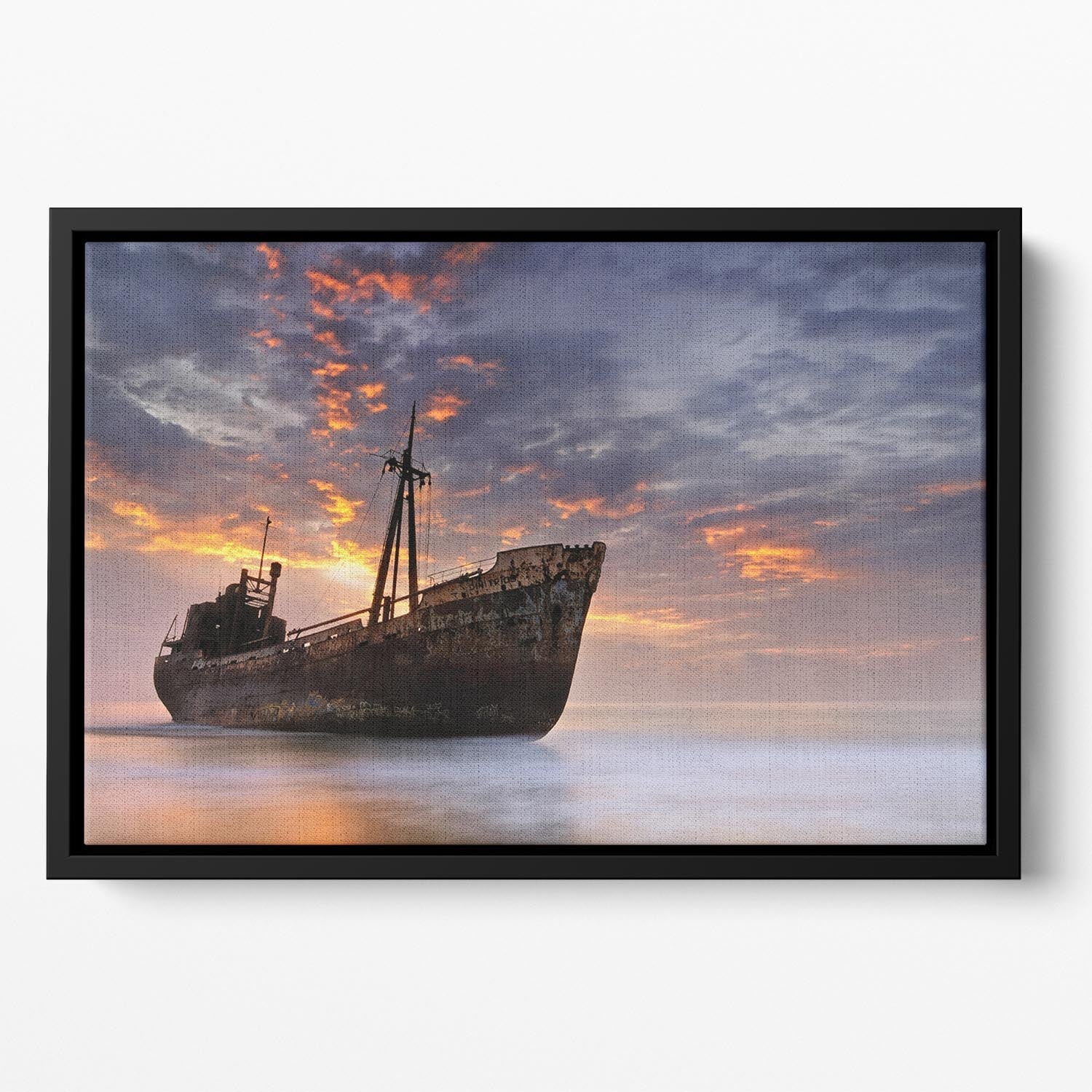The Dark Traveler II Floating Framed Canvas featuring vibrant abstract colors and elegant wooden frame, perfect for modern home decor.