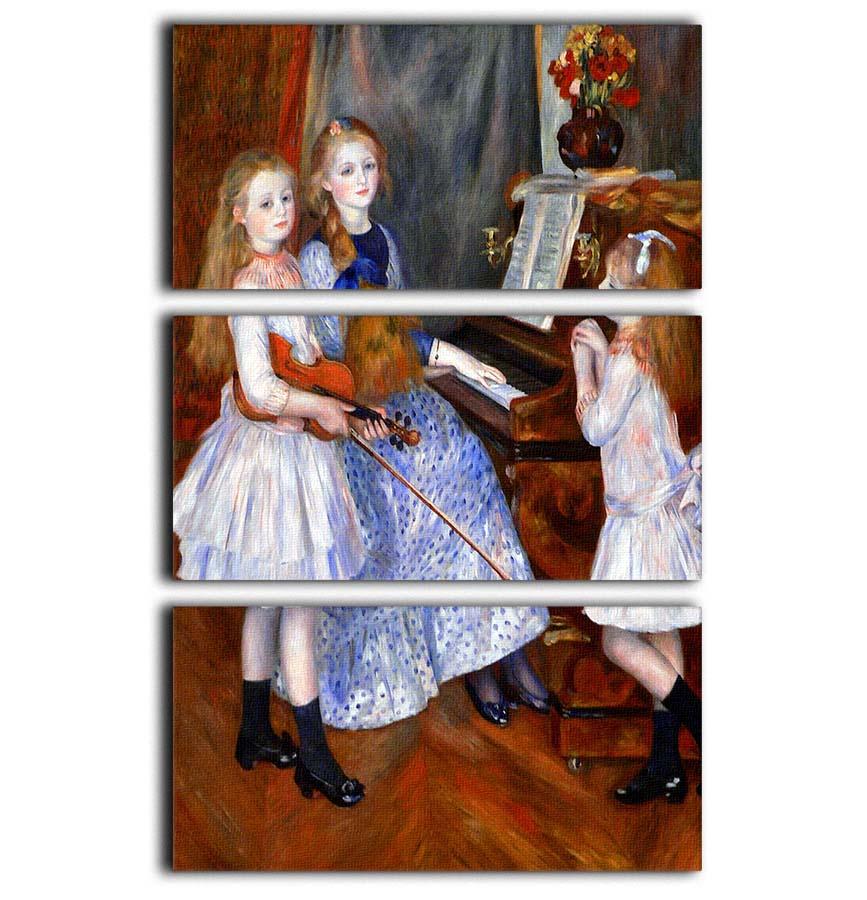 Three-panel canvas print of Renoir's Daughters of Catulle Mendes, showcasing vibrant colors and intricate details.
