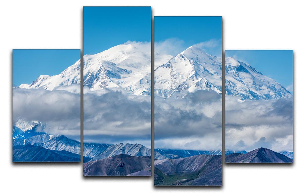 The Departing Storm 4 Split Panel Canvas artwork featuring a dynamic landscape divided into four sections, showcasing vibrant colors and intricate details.