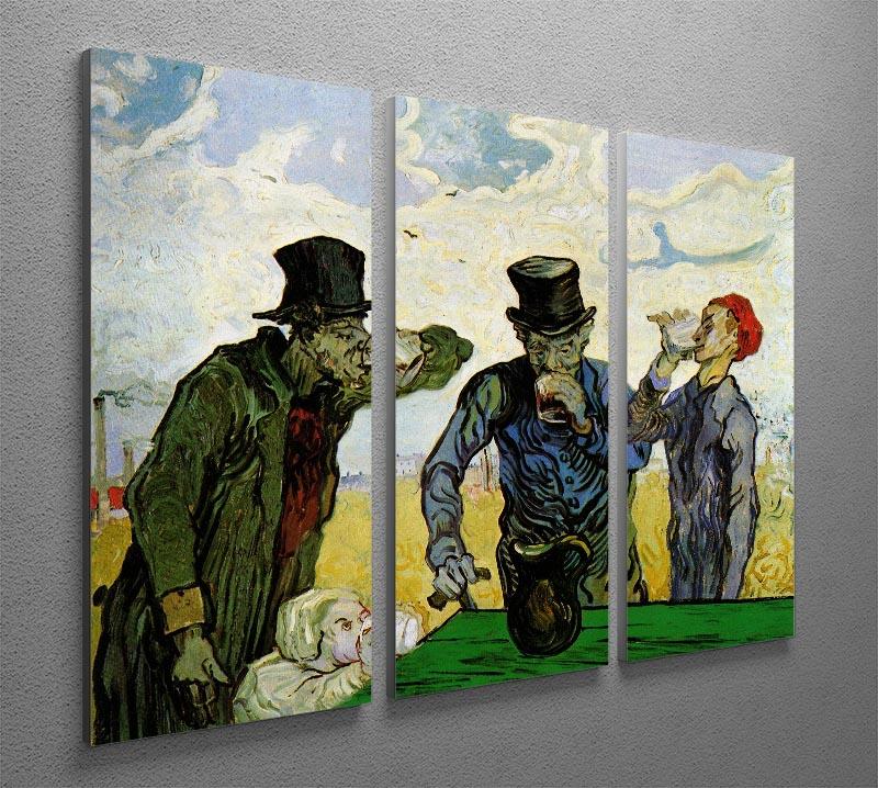 Three-panel canvas print of The Drinkers by Van Gogh, showcasing vibrant colors and intricate details.