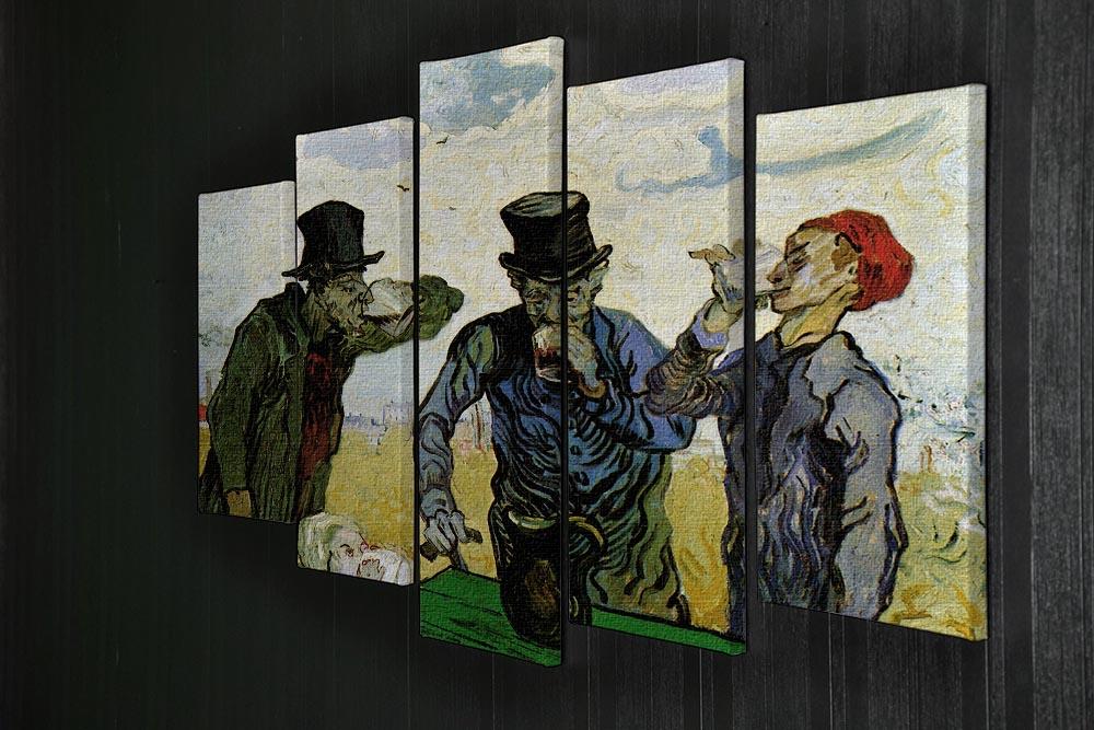 A 5-split panel canvas artwork featuring Van Gogh's The Drinkers, showcasing vibrant colors and dynamic composition across five distinct panels.