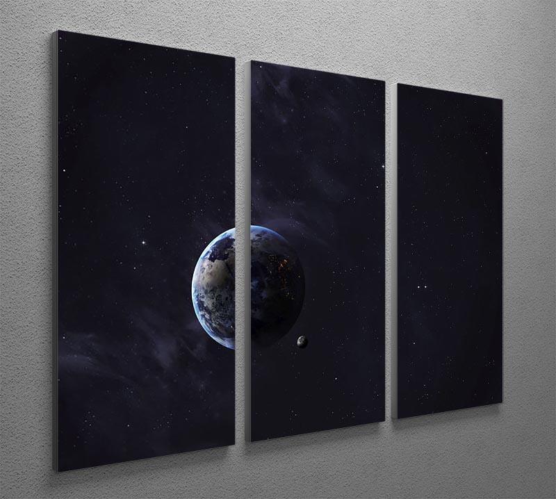 A stunning 3-panel canvas artwork depicting Earth from space, showcasing vibrant colors and intricate details.