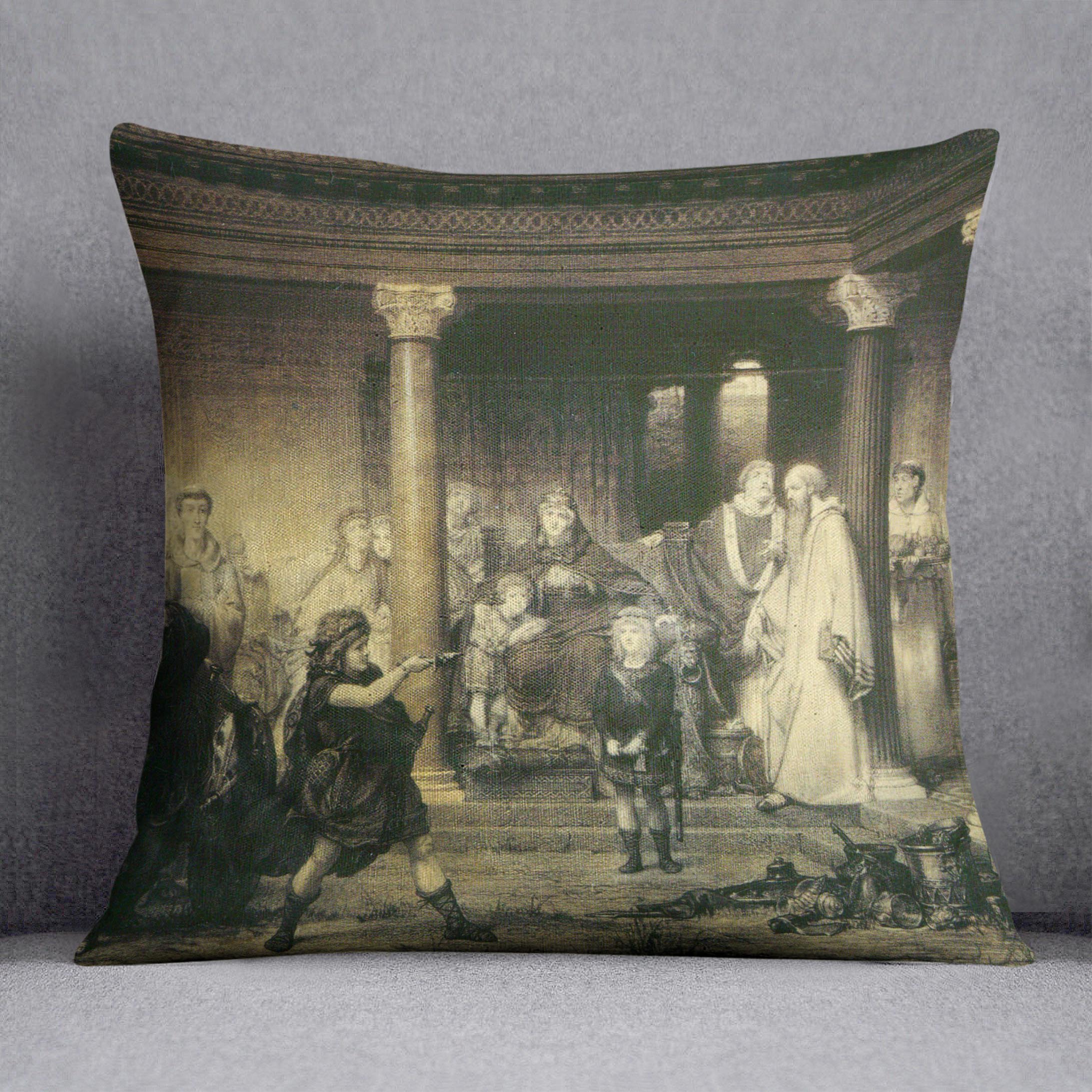 Vibrant abstract cushion featuring luxurious vegan faux suede, designed by Alma Tadema, perfect for home decor.