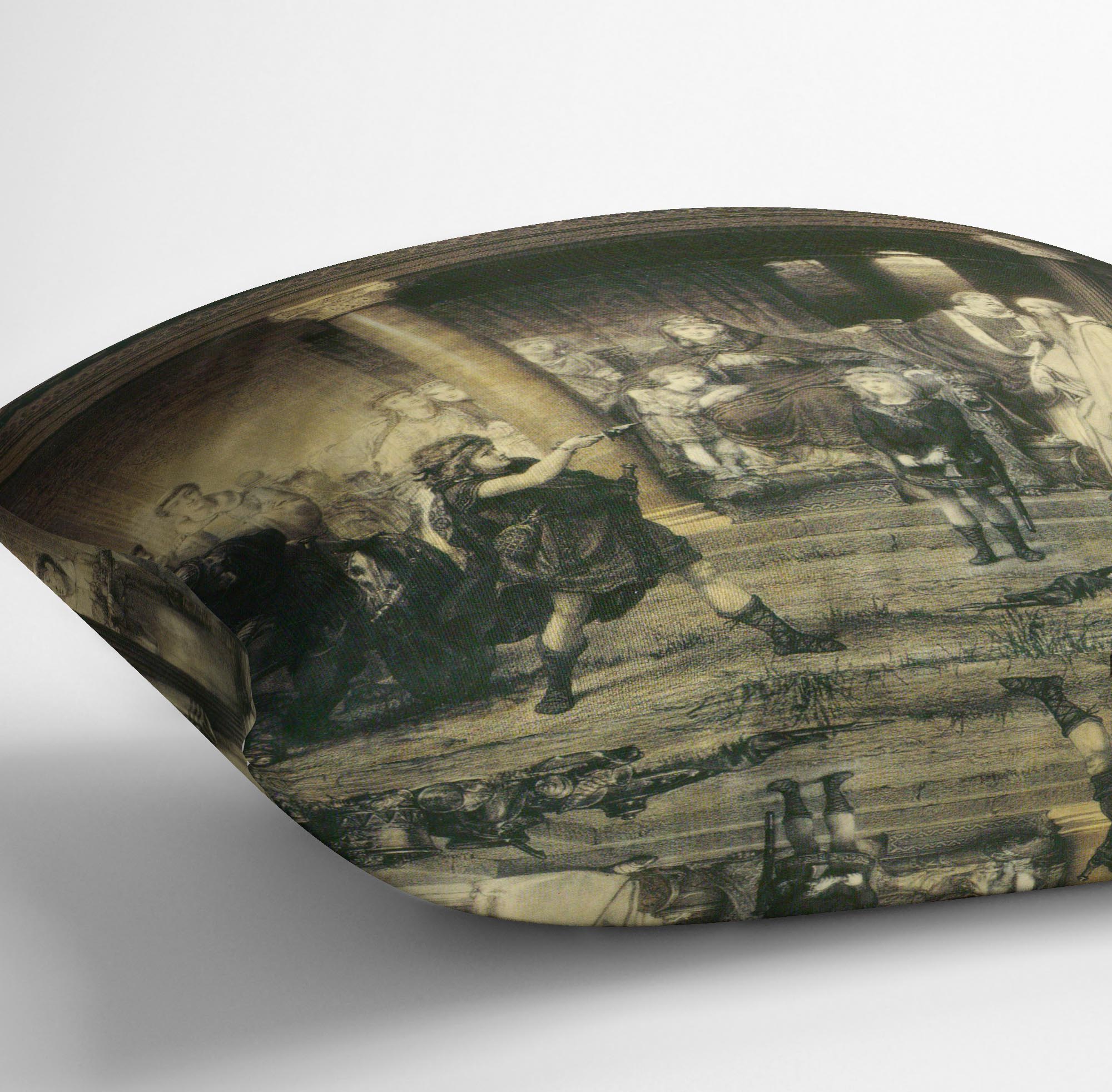 Vibrant abstract cushion featuring luxurious vegan faux suede, designed by Alma Tadema, perfect for home decor.