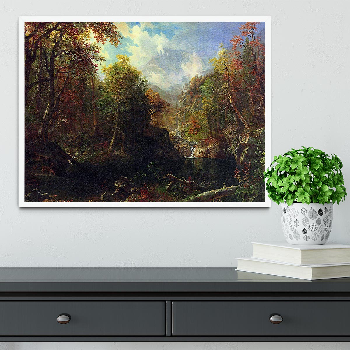 The Emerald Pond by Bierstadt framed print showcasing vibrant colors and exquisite craftsmanship.