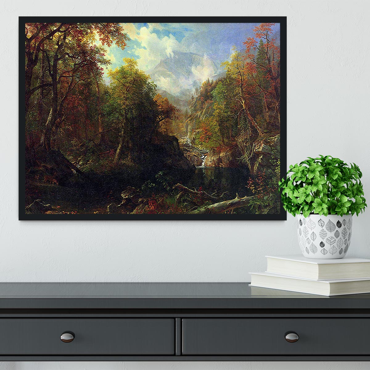 The Emerald Pond by Bierstadt framed print showcasing vibrant colors and exquisite craftsmanship.