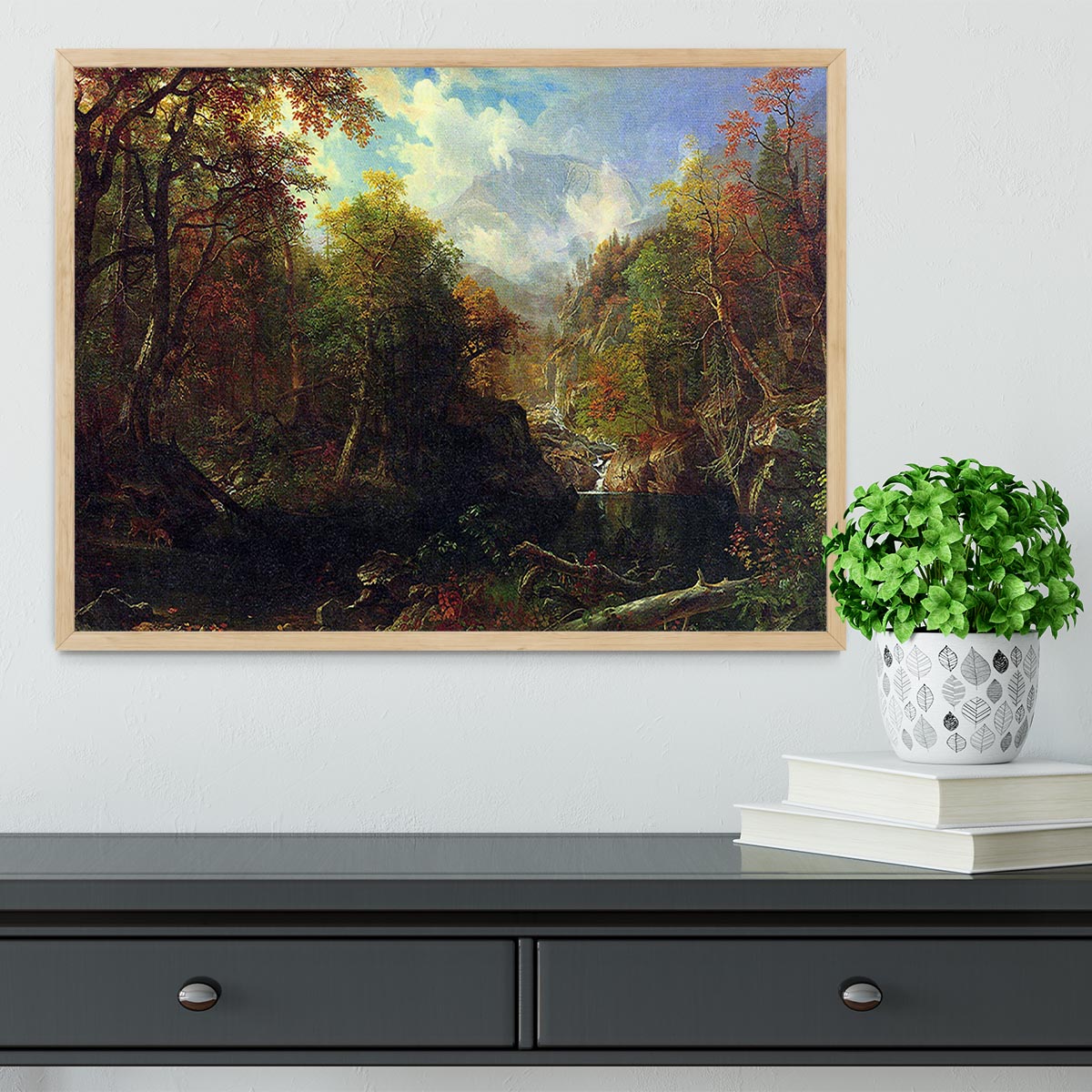 The Emerald Pond by Bierstadt framed print showcasing vibrant colors and exquisite craftsmanship.