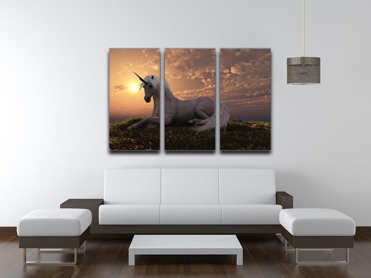 A stunning 3-panel canvas print featuring a fabled creature design, perfect for home decor.
