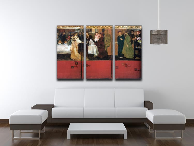 Three-panel canvas art featuring The Family Picture of Epps by Alma Tadema, showcasing intricate details and vibrant colors.